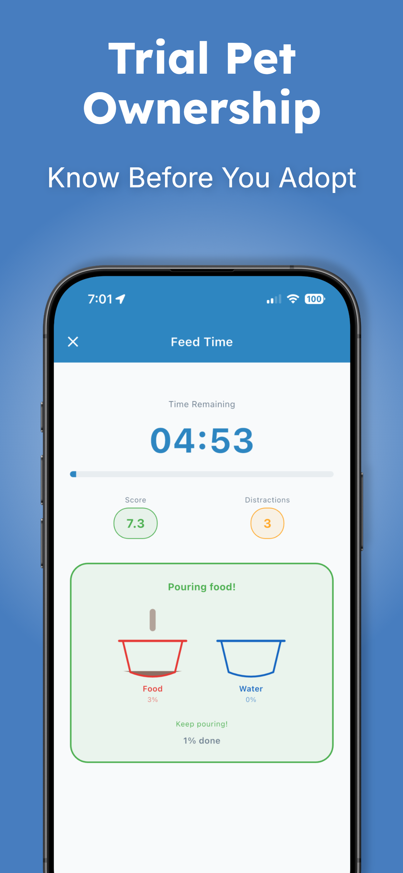 Pet Trial app - Progress tracking